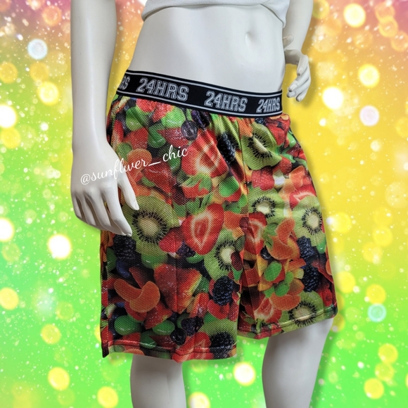 [NEW] 24hrs/Dolls Kill Unisex Fruit Basketball Shorts - Picture 4 of 9